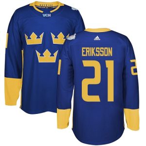 Miehille NHL Ruotsi Team #21 Loui Eriksson Authentic kuninkaallisen sininen Vieras 2016 World Cup